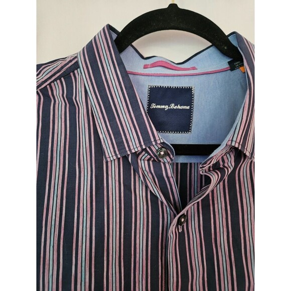 Mens Tommy Bahama Purple Blue Striped Long Sleeve Shirt XL - Picture 2 of 10